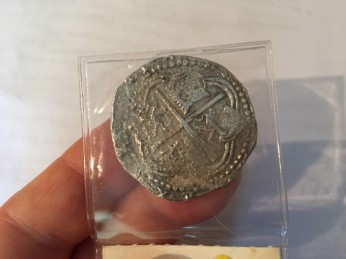 Coin from the Spanish ship Atocha, sunk in 1622, personal collection. Photo: Kelly Dean
